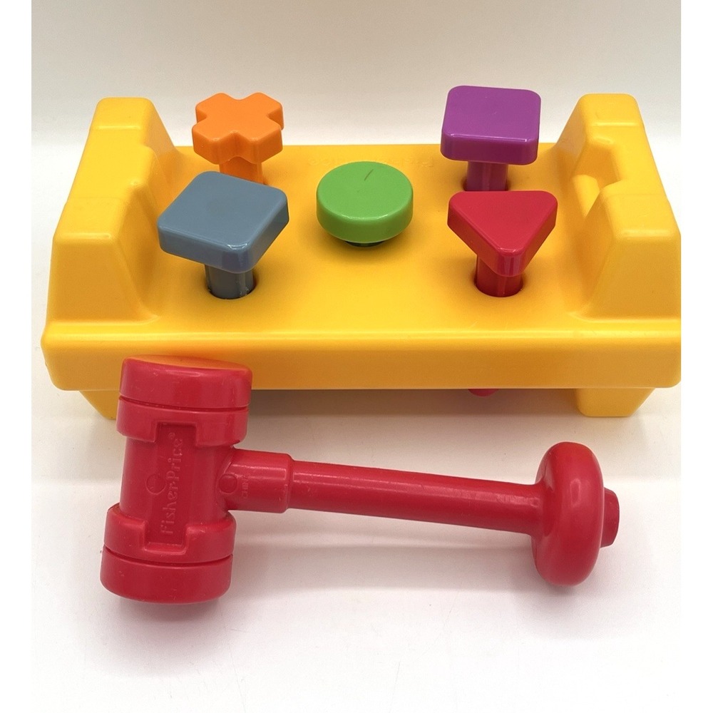 Fisher Price Tap N Turn Hammer Bench Shape Sorter Toy 2006 Mattel Vintage